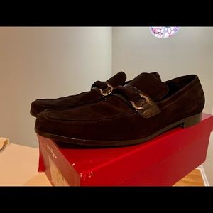 Salvatore Ferragamo black suede loafers